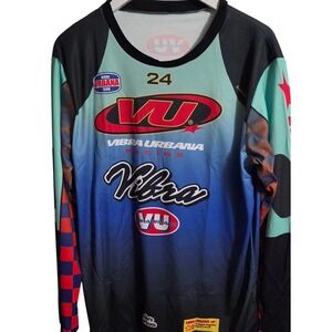 Vibra Urbana Racing Jersey Mens Large Blue Teal Excellent Reggaeton Festival